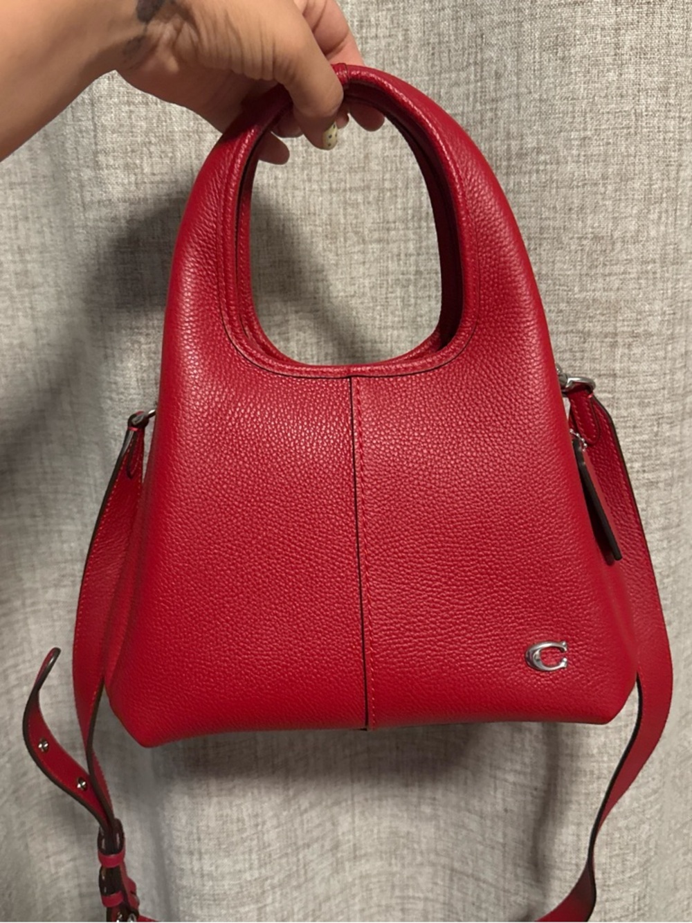 Coach Red Pebbled Leather Lana 23 with Detachable Strap